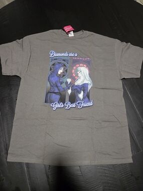 Gildan Gray Graphic Tee with Purple & Blue Art